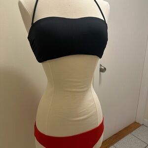 Victoria's Secret Black Bikini Top and red bottom